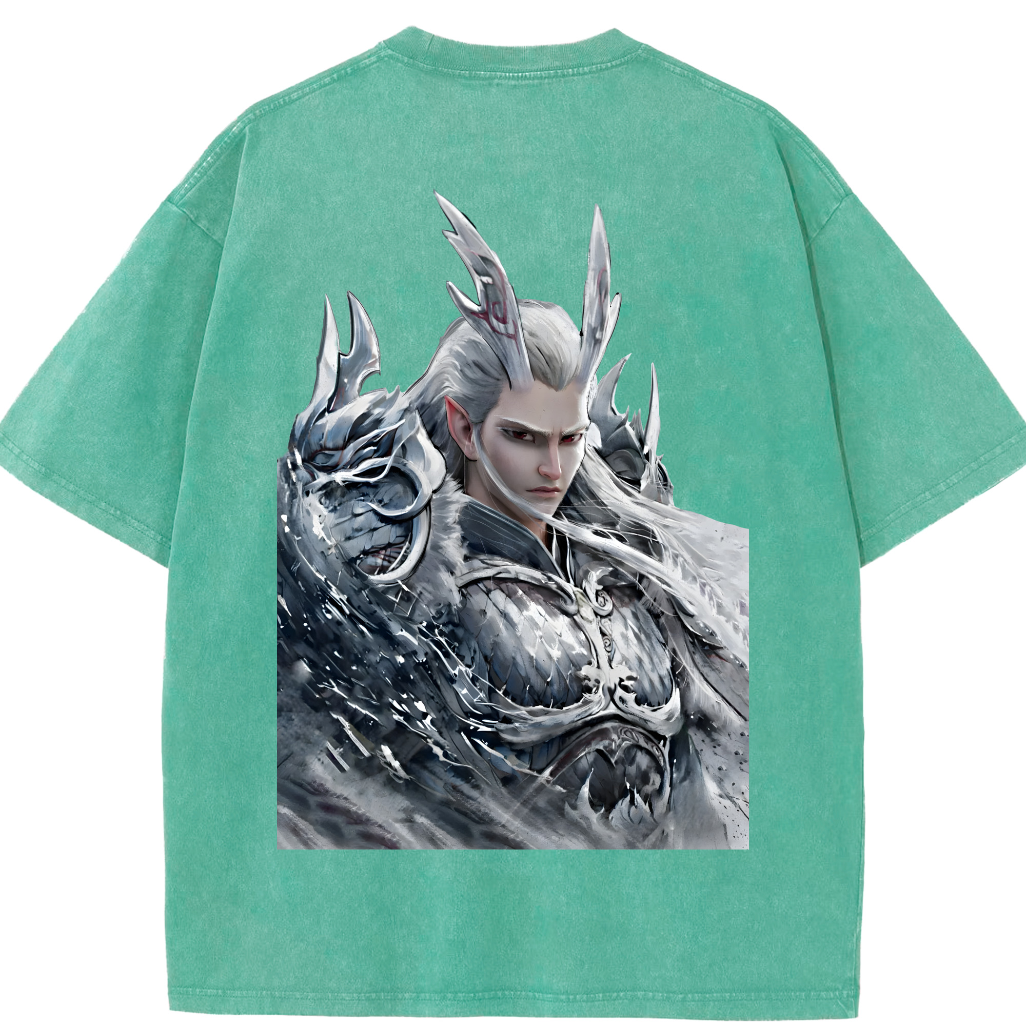 （画像用） Ne Zha 2 ナタ 魔童の大暴れ 綿100% ヴィンテージ風 半袖Tシャツ（背面プリント）